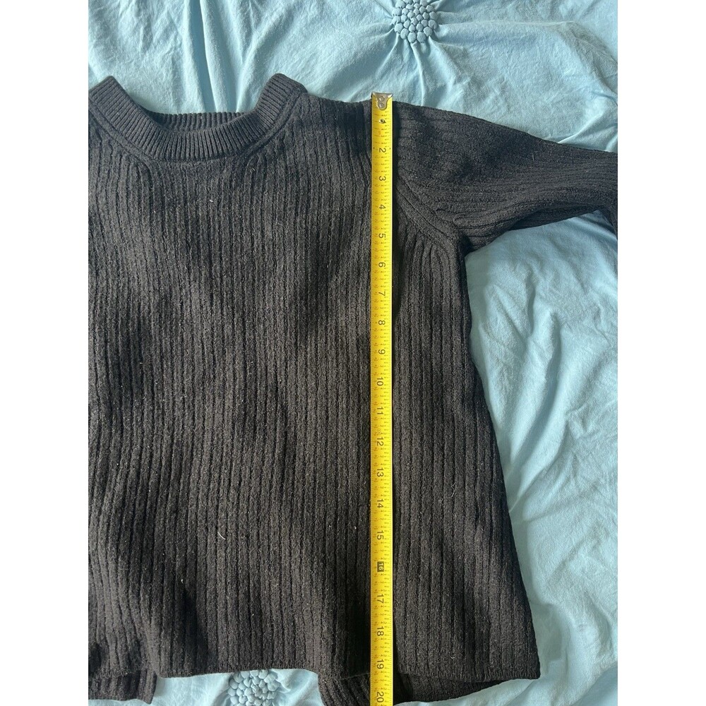 Rag & Bone Jean Carly Open Back Ribbed Crew Neck Sweater Black Merino Wool Sz S - Picture 5 of 7